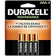 Duracell Rechargeable AAA Batteries, 4 Count Pack, Triple A Battery for Long-lasting Power, All-Purpose Pre-Charged Battery f