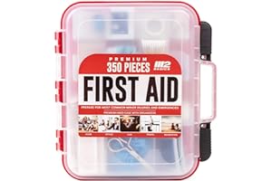 M2 BASICS Professional 350 Piece Emergency First Aid Kit | Business & Home Medical Supplies | Hard Case, Dual Layer, Wall Mou