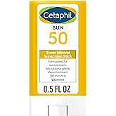 Cetaphil Sheer Mineral Sunscreen Stick for Face & Body, 0.5oz, 100% Mineral Sunscreen: Zinc Oxide & Titanium Dioxide, Broad S