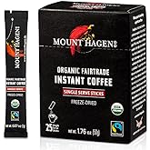 Mount Hagen 25 Count Single Serve Instant Coffee Packets | Organic Medium Roast Arabica Beans | Eco-friendly, Fair-Trade [25 