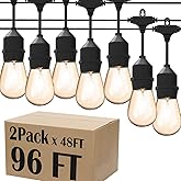 Magictec LED Shatterproof String Lights Commercial Grade with 15 Hanging Sockets 48 Ft Black Outdoor Weatherproof Cord Strand