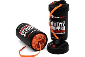 Rapid Rope Canister 120ft Orange Flat Tactical Paracord, Made in USA, 1100lb Tested Heavy Duty Poly Rope Test Cord, Non-Tangl