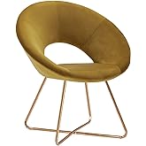 DUHOME Modern Accent Velvet Chairs Arm Chair Living Room Leisure Lounge Chairs with Golden Metal Frame Legs 1 PCS Earthy Yell