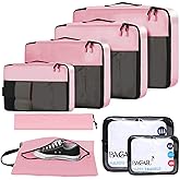 BAGAIL 8 Set/9 Set Packing Cubes Luggage Packing Organizer for Travel, Suitcase Packing Bags for Travel Accessories(Pink, 8 S