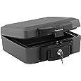 SentrySafe Fireproof and Waterproof Safe, Black Portable Lock Box with Key Lock and Carrying Handle for Money, Passport, Exte