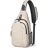 G4Free Sling Bag RFID Blocking Sling Backpack Crossbody Chest Bag Daypack for Hiking Travel(Ivory)