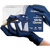 Navy Nitrile Disposable Gloves Medium, 100 Count - Powder and Latex Free Medical Gloves - 3 Mil Surgical Gloves - Food Safe G