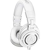 Audio-Technica ATH-M50XWH Professional Studio Monitor Headphones, White, Small