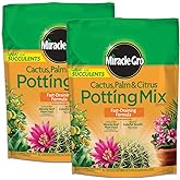 Miracle-Gro Cactus, Palm and Citrus Potting Mix, for Indoor or Outdoor Container Plants, Great for Succulents, 8 qt., 2-Pack