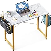 ODK Laptop Desk Study Desk, 32 Inch Small Desk, Writing Desk with Storage, Work Table with Headphone Hook for Small Space Hom