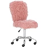 Linon Blush Faux Fur Armless Cora Office Chair