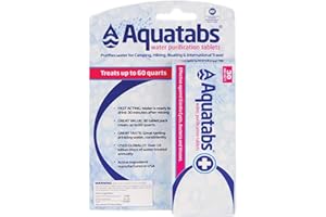 Aquatabs 49mg Water Purification Tablets (30 Pack). Water Filtration System for Hiking, Backpacking, Camping, Emergencies, Su