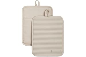 KitchenAid Ribbed Soft Silicone Water Resistant Pot Holder Set, Milkshake , 2 Piece Set, 7"x9"