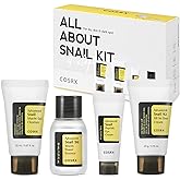 COSRX All About Snail Mucin Korean Skin Care Set, Mini Travel Essentials, Travel Size Gift Set with Snail Mucin Face Wash, Se