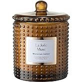 LA JOLIE MUSE Moroccan Amber Candles for Home Scented, Candles Gifts for Women & Men, Luxury Glass Jar Candles, Natural Soy C