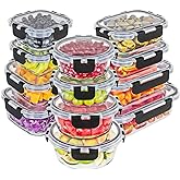 Magic Mill Glass Storage Containers with lids Set | Ultimate 24pc Set with BPA-Free Airtight Locking Lids for Lunch, Food Sto