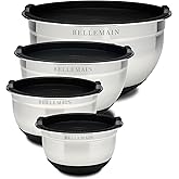 Bellemain Stainless Steel Non-Slip Mixing Bowls with Lids (4-Piece Set)