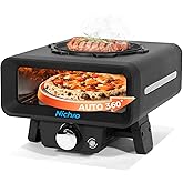 2-in-1 Gas Pizza Oven with Frying & Baking Functions - 12 Inch, Outdoor Pizza Oven with Auto-Rotating Stone and Frying Pan, P