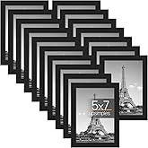 upsimples 5x7 Picture Frame with Real Glass,Bulk Photo Frames for Wall or Tabletop Display,Set of 17,Black