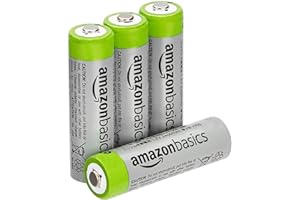 Amazon Basics 4-Pack Rechargeable AA NiMH High-Capacity Batteries, 2400 mAh, Recharge up to 400x Times, Pre-Charged