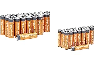 Amazon Basics AA & AAA High-Performance Alkaline Batteries Value Pack - 24 Double AA Batteries and 24 Triple AAA Batteries (4