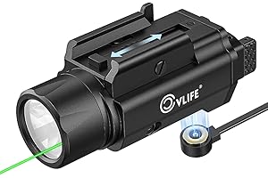 CVLIFE 1500 Lumens Pistol Light Laser Combo, Strobe & Memory Function for Green Laser Light Combo and Picatinny Flashlight wi