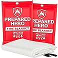 Prepared Hero Emergency Fire Blanket - 2 Pack - Fire Suppression Blanket for Kitchen, 40” x 40” Fire Blanket for Home, Fiberg