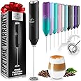 Zulay Kitchen Powerful Milk Frother Wand - Mini Milk Frother Handheld Stainless Steel - Battery Operated Drink Mixer for Coff