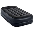 Intex 64121ED Dura-Beam Plus Pillow Rest Air Mattress: Fiber-Tech – Twin Size – Built-in Electric Pump – 16.5in Bed Height – 