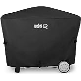 Weber Q 2000 and 3000 Series with Cart Grill Cover, Heavy Duty and Waterproof, Fits Grill Widths Up To 50 Inches