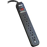 Tripp Lite 6 Outlet Surge Protector Power Strip, 6ft Cord, 790 Joules, Black, $20,000 INSURANCE (TLP606B)