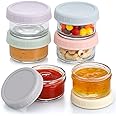 VITEVER [6 Pack] Salad Dressing Container To Go, 2.7 oz Glass Small Condiment with Lids, Dipping Sauce Cups Set, Leakproof Re