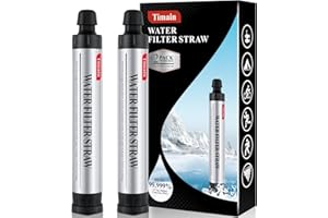 2 Pack Timain 4-Stage Filtration,High Flow Rate Personal Water Filter Straw,Water Purifier Survival for Emergency Kits,Travel