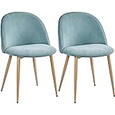 Yaheetech Dining Chairs Modern Kitchen Chairs Velvet Chairs Set of 2 Upholstered Chairs with Backrest Wooden Style Metal Legs