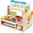 Melissa & Doug Wooden Slice & Stack Sandwich Counter with Deli Slicer – 56|Piece Pretend Play Food Pieces | Wooden Food Toys,