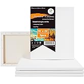 CONDA 16x20 inch Stretched Canvas for Painting, Pack of 5, Primed, 100% Cotton 5/8 Inch Profile Value Bulk Pack for Acrylics,