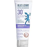 Blue Lizard SENSITIVE FACE Mineral Sunscreen with Zinc Oxide and Hydrating Hyaluronic Acid, SPF 30+, Water Resistant, UVA/UVB