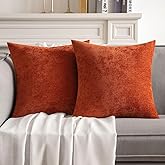 MIULEE Pack of 2 Burnt Brick Decorative Fall Pillow Covers 18x18 Inch Soft Chenille Couch Throw Pillows Farmhouse Cushion Cov
