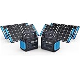 Geneverse 1002Wh (2x4) Solar Generator Bundle: 2X HomePower ONE Portable Power Stations (3X 1000W AC Outlets Each) + 4X 100W 