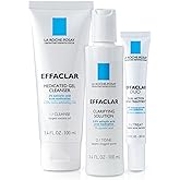 La Roche-Posay Effaclar Dermatological 3 Step Acne Treatment System, Salicylic Acid Acne Cleanser, Pore Refining Toner, and B