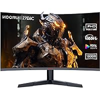 KOORUI Curved 27 Inch Gaming Monitor, Full HD 1080p R1800 165Hz VA Computer Monitor, 100% sRGB, Built-in Adaptive Sync, 1 x D