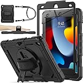 SEYMAC stock Case for iPad 9th/ 8th/ 7th Generation 10.2'', Shockproof Case with Screen Protector Pencil Holder [360° Rotatin