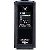 CyberPower CP1000AVRLCD Intelligent LCD UPS System, 1000VA/600W, 9 Outlets, AVR, Mini-Tower, Black