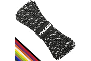 VVAAGG Reflective Paracord Rope 100FT with Velcro Strap, 7 Strand Nylon Para Cord Lanyard Utility 550 Parachute Cord, 4mm Thi