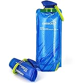 EMSECKO Collapsible Water Bottle - 700ml Foldable BPA-Free Durable Carabiner Reusable Flexible Storage Bag for Fish Bait, Mil