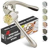 Kitessensu High Effective Garlic Press With Studs, Heavy Duty Garlic Mincer, Easy to Squeeze and Clean, Rust Proof & Dishwash