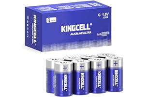 KINGCELL C Batteries 8 Pack, Alkaline Hight Performance C Battery with 10-Year Shelf Life，Long-Lasting Power 1.5V C Cell Batt
