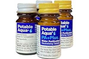 Potable Aqua Water Purification Tablets with PA Plus, Portable and Effective Solution for Camping, Hiking, Emergencies, Natur