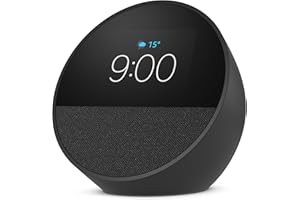 Novo Echo Spot com Alexa (2024) | Despertador inteligente com som vibrante | Cor Preta