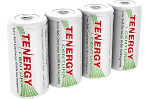 Tenergy Centura NiMH Rechargeable C Batteries, 4000mAh C Battery, Low Self Discharge C Cell Battery, Pre-charged C Size Batte